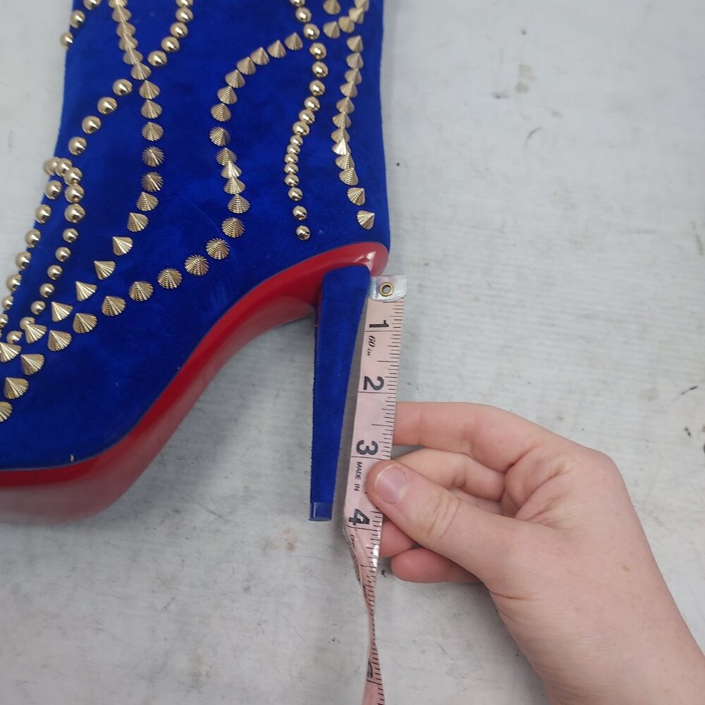 Christian Louboutin Astrilarge Pika Galactiqueen Blue Suede Stud Boot - Picture 10 of 11